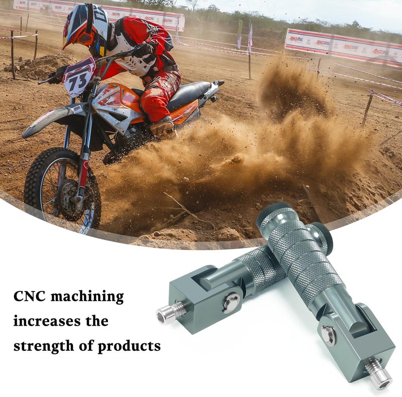 VUOZIP M8 Universal CNC Motorcycle Foot Pegs Degree Foldable Bike Pegs Aluminum Fit Electric Car Motorbike Scooter Mini Bike Ebike Dirt Bike Go Kart Honda Yamaha Suzuki Aprilia Super73 (Titanium, Type A) - Image 2